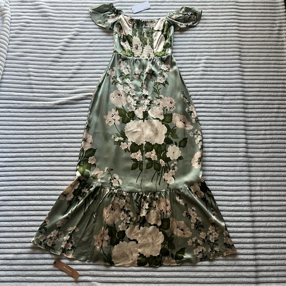 Reformation Sianna Silk Dress in Tarragon - Picture 9 of 13